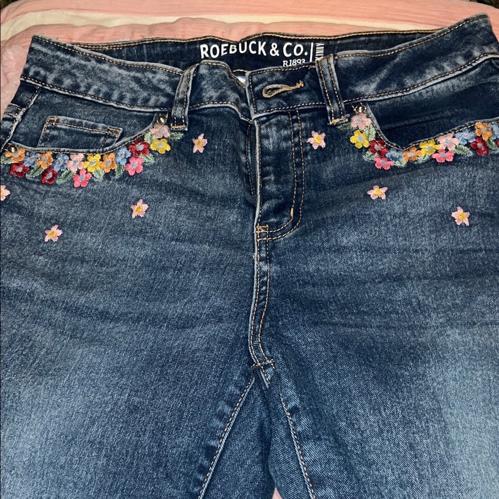 Women's Blue Embroidered Jeans